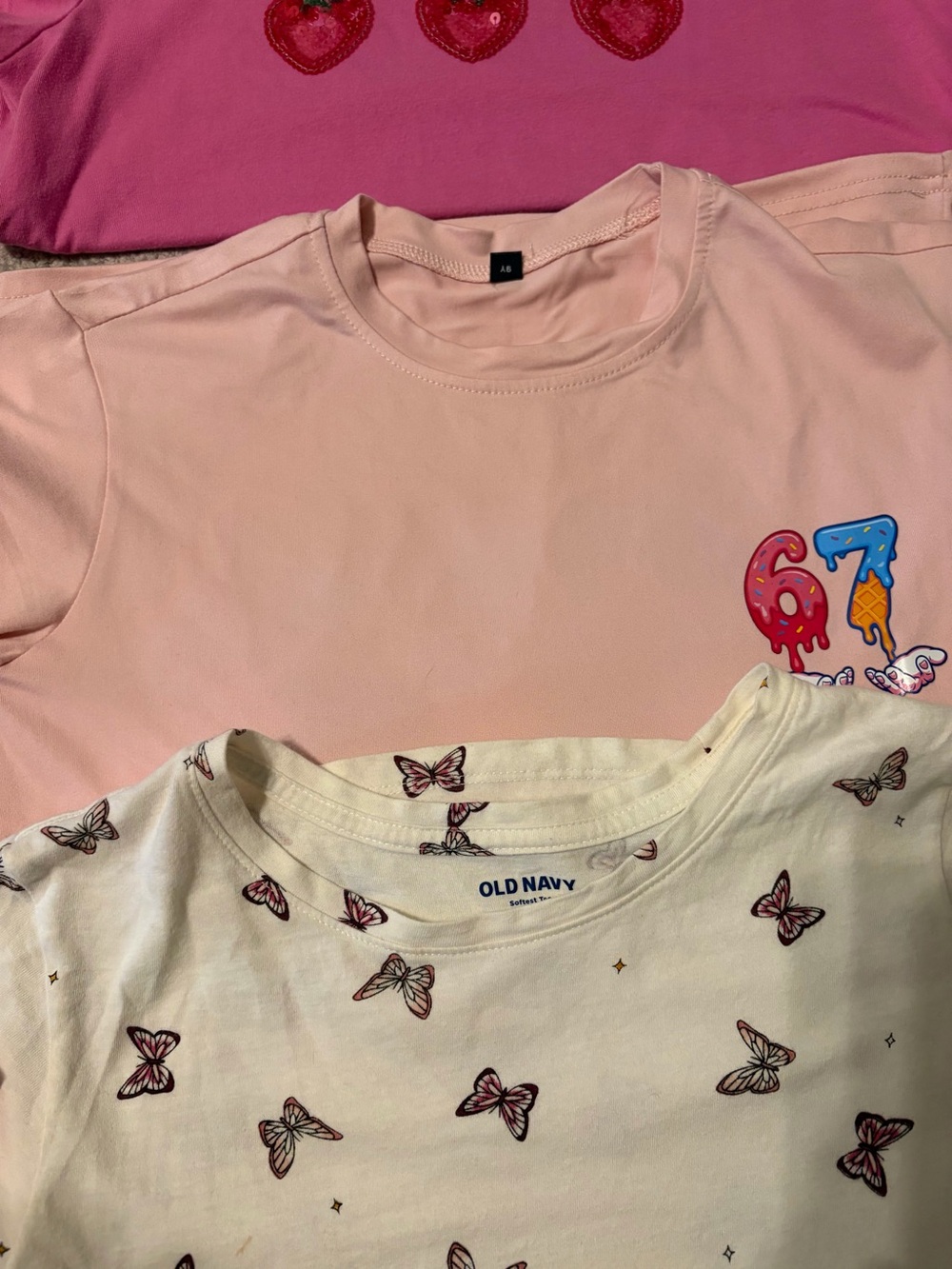 Girls' Graphic & Pattern Tee Bundle - Pink, White, Aqua, Burgundy Size 14/16 - Picture 3 of 6